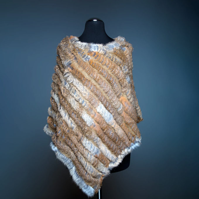 Pelz-Poncho beige
